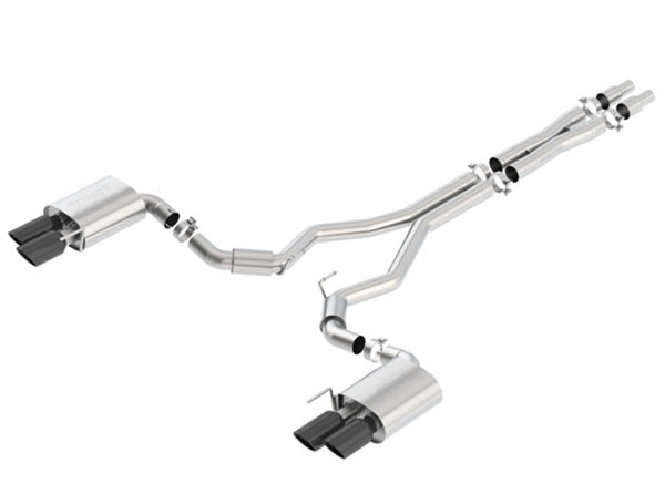 Borla 2018 Ford Mustang GT (A/T / M/T) 3in S-Type Catback Exhaust w/o Valves w/ Black Chrome Tips - Bull Strap