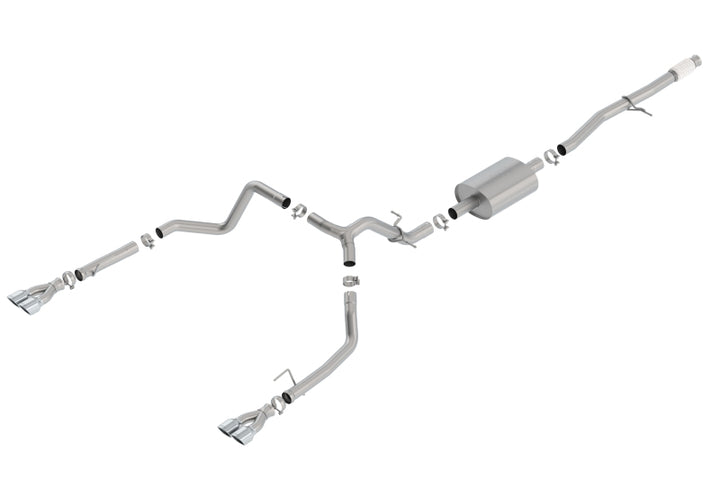 Borla 2019 Chevy Silverado 1500 5.3L V8 CC SB 147.4in WB S-Type Cat-Back w/ Quad Square Tips - Bull Strap