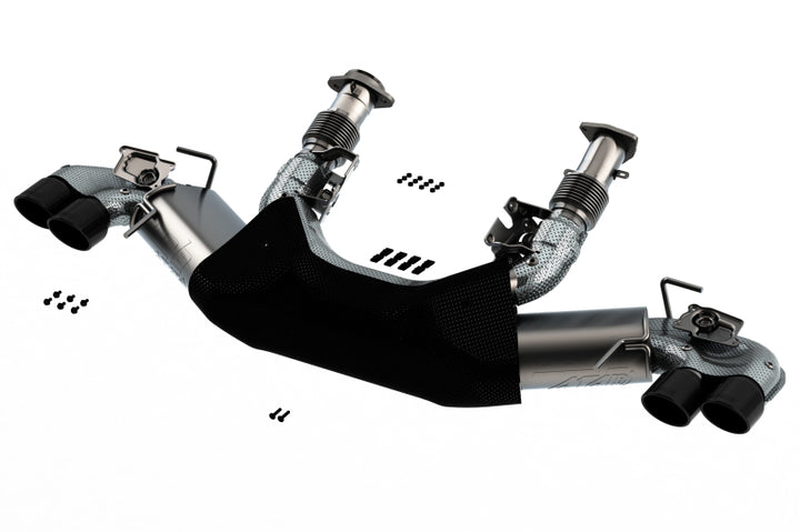 Borla 2020 Chevrolet Corvette C8 6.2 ATAK 3in Exhaust System Dual Round Rolled A/C Black Chrome Tips - Bull Strap