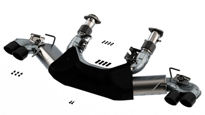Borla 2020 Chevrolet Corvette C8 6.2 ATAK 3in Exhaust System Dual Round Rolled A/C Black Chrome Tips - Bull Strap