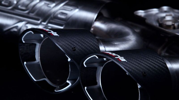 Borla 2020 Chevrolet Corvette C8 6.2L ATAK 3in Exhaust System Dual Round Angle Cut Carbon Fiber Tips - Bull Strap