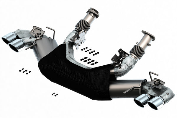 Borla 2020 Chevrolet Corvette C8 6.2L S-Type Exhaust System Dual Round A/C Tips 4inx 4.75in - Bull Strap