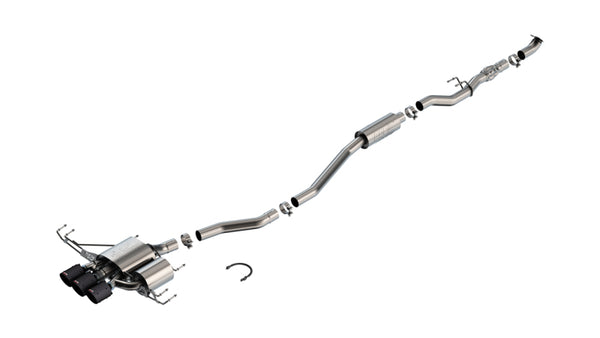 Borla 2023 Honda Civic Type R MT ATAK Catback Exhaust w/ 4in Black Anodized Carbon Fiber Tips - Bull Strap