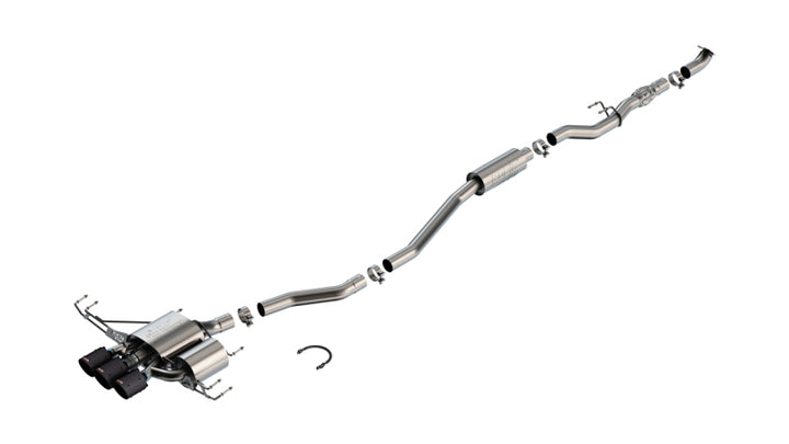Borla 2023 Honda Civic Type R MT ATAK Catback Exhaust w/ 4in Black Anodized Carbon Fiber Tips - Bull Strap