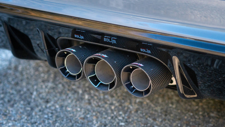 Borla 2023 Honda Civic Type R MT ATAK Catback Exhaust w/ 4in Black Anodized Carbon Fiber Tips - Bull Strap