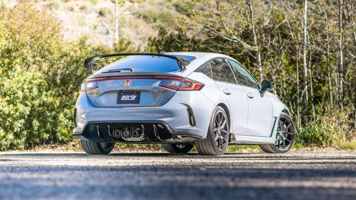 Borla 2023 Honda Civic Type R MT ATAK Catback Exhaust w/ 4in Black Anodized Carbon Fiber Tips - Bull Strap