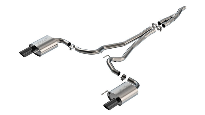 Borla 2024 Ford Mustang 2.3L Ecoboost 2.50 S-TYPE Black Chrome Catback Exhaust - Non-Active - Bull Strap