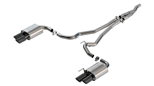 Borla 2024 Ford Mustang Ecoboost 2.3L ATAK Catback Exhaust Black Chrome w/ Quad Tip - Non-Active - Bull Strap