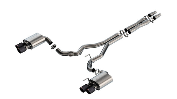 Borla 2024 Ford Mustang GT 5.0L V8 w/ Active Exhaust ATAK Cat-Back Exhaust System - Carbon Fiber - Bull Strap
