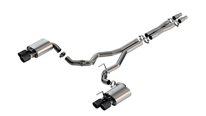 Borla 2024 Ford Mustang GT 5.0L V8 w/ Active Exhaust ATAK Cat-Back Exhaust System - Carbon Fiber - Bull Strap