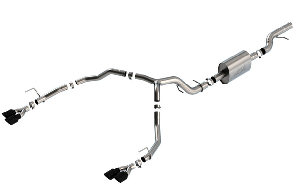 Borla 21-22 Chevrolet Tahoe 6.2L V8 2/4WD 4DR T-304 SS S-Type Cat-Back Exhaust w/ Black Chrome Tips - Bull Strap