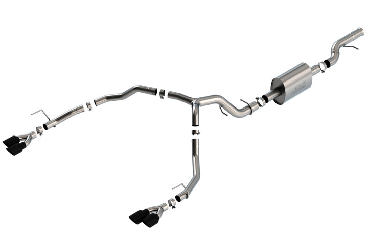 Borla 21-22 Chevrolet Tahoe 6.2L V8 2/4WD 4DR T-304 SS S-Type Cat-Back Exhaust w/ Black Chrome Tips - Bull Strap