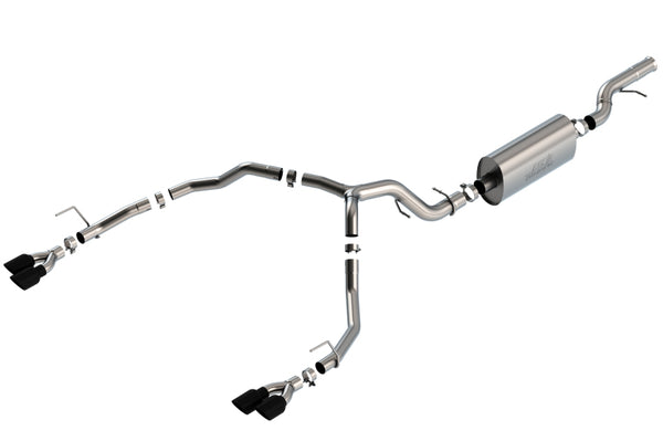 Borla 21-22 Chevrolet Tahoe 6.2L V8 2/4WD 4DR T-304 SS Touring Cat-Back Exhaust w/ Black Chrome Tips - Bull Strap