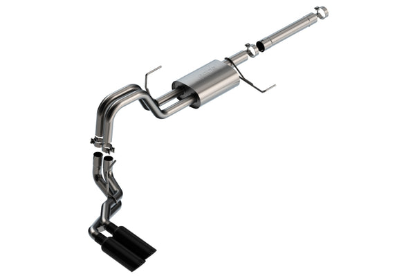 Borla 21-22 Ford F-150 Powerboost 3.5L V6 2WD & 4WD 4DR 3in, 2.25in S-TYPE Black Chrome Tips - Bull Strap