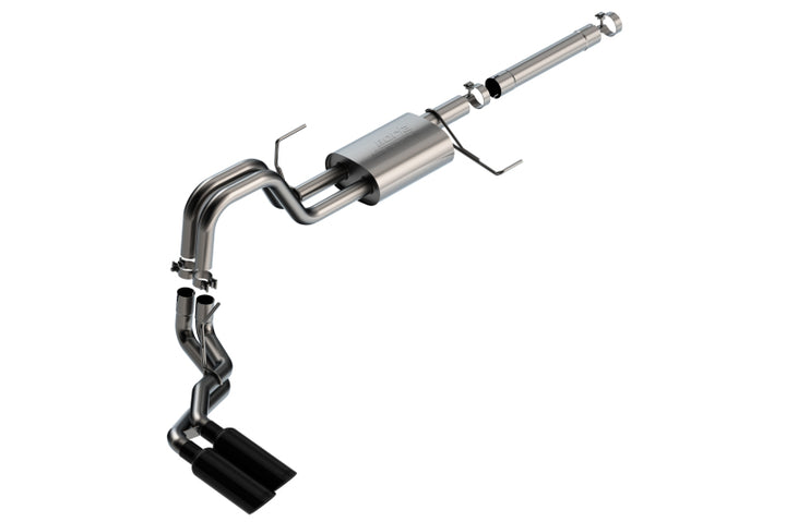 Borla 21-22 Ford F-150 Powerboost 3.5L V6 2WD & 4WD 4DR 3in, 2.25in S-TYPE Black Chrome Tips - Bull Strap