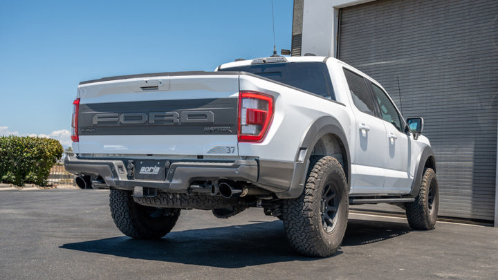 Borla 21-23 Ford Raptor 3in Tail Pipe Kit 4.5in Tip - Black Chrome - Bull Strap