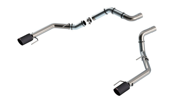Borla 21-23 Ford Raptor 3in Tail Pipe Kit 4.5in Tip - Carbon Fiber Black Anodized - Bull Strap