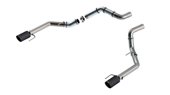 Borla 21-23 Ford Raptor 3in Tail Pipe Kit 4.5in Tip - Carbon Fiber Black Anodized - Bull Strap