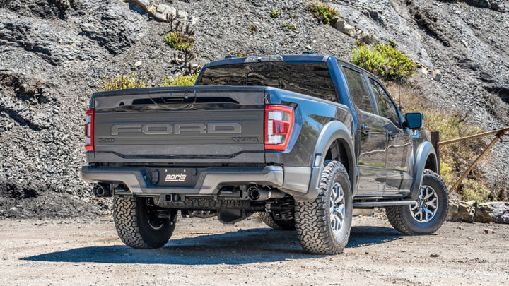 Borla 21-23 Ford Raptor 3in Tail Pipe Kit 4.5in Tip - Carbon Fiber Black Anodized - Bull Strap