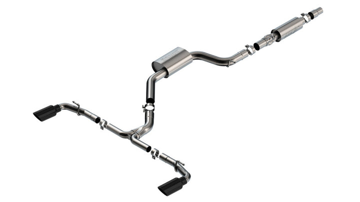Borla 22-23 Volkswagen Golf GTI 2.0L AT/MT 3inch S-Type Cat-Back Exhaust - 4in Black Chrome Tips - Bull Strap