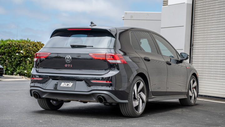 Borla 22-23 Volkswagen Golf GTI 2.0L AT/MT 3inch S-Type Cat-Back Exhaust - 4in Black Chrome Tips - Bull Strap