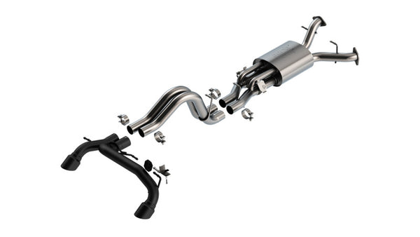 Borla 22-24 Ford Bronco Raptor V6 Turbo AT 2WD / 4WD ATAK Catback Exhaust w/ 4in Black Coated Tips - Bull Strap