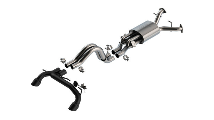 Borla 22-24 Ford Bronco Raptor V6 Turbo AT 2WD / 4WD ATAK Catback Exhaust w/ 4in Black Coated Tips - Bull Strap