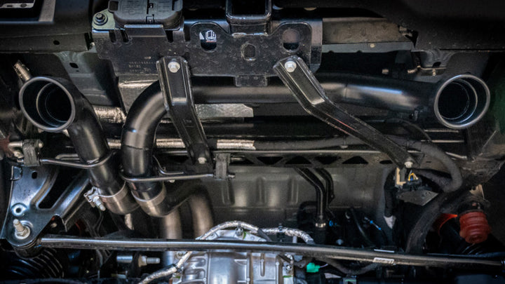 Borla 22-24 Ford Bronco Raptor V6 Turbo AT 2WD / 4WD ATAK Catback Exhaust w/ 4in Black Coated Tips - Bull Strap