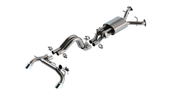 Borla 22-24 Ford Bronco Raptor V6 Turbo AT 2WD / 4WD ATAK Catback Exhaust w/ 4in Chrome Tips - Bull Strap