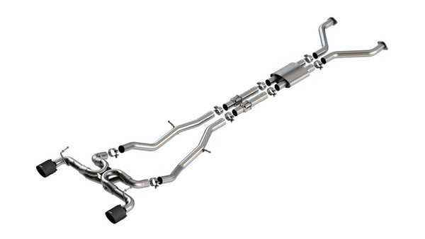 Borla 22-24 Nissan Z 2.5in ATAK Cat Back Exhaust 4.5in Tip - Carbon Fiber Black Anodized - Bull Strap