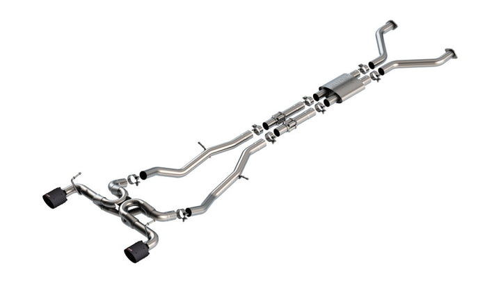 Borla 22-24 Nissan Z 2.5in ATAK Cat Back Exhaust 4.5in Tip - Carbon Fiber Black Anodized - Bull Strap