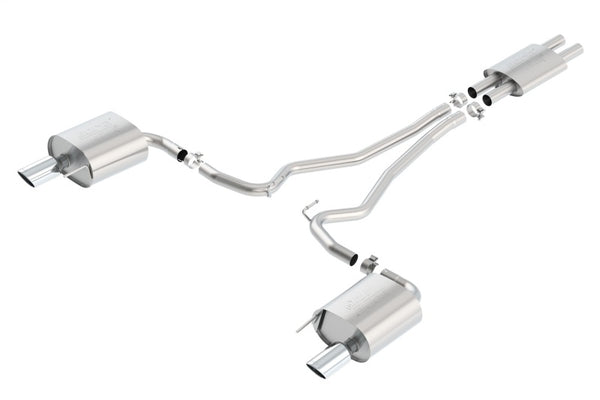 Borla ATAK Cat Back 15 Ford Mustang 3.7L V6 MT/AT 2.25in Pipe 4in Single Round Rolled Tips - Bull Strap