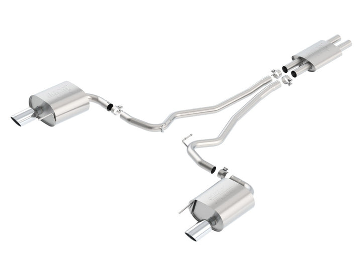 Borla ATAK Cat Back 15 Ford Mustang 3.7L V6 MT/AT 2.25in Pipe 4in Single Round Rolled Tips - Bull Strap