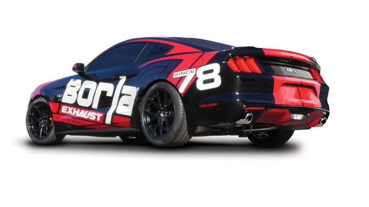 Borla Atak S Rear Section 15-17 Ford Mustang GT 5.0L V8 MT/AT 2.5in pipe 4in tip - Bull Strap
