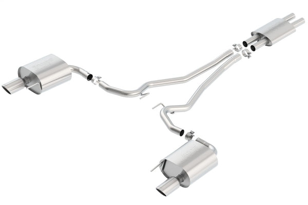 Borla Cat Back 15-17 Ford Mustang 3.7L V6 MT/AT 2.25in Pipe 4in Single Round Rolled Tips - Bull Strap