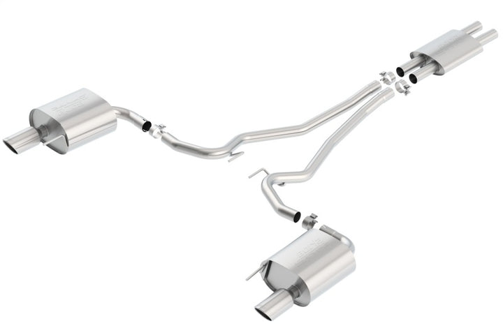Borla Cat Back 15-17 Ford Mustang 3.7L V6 MT/AT 2.25in Pipe 4in Single Round Rolled Tips - Bull Strap