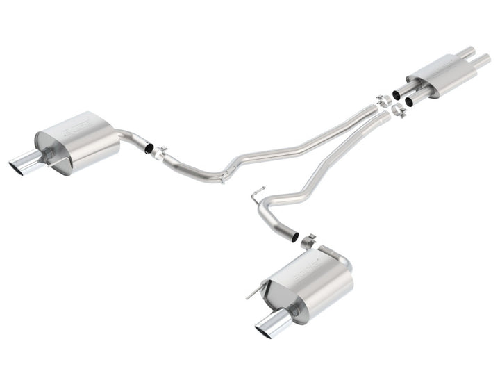 Borla Cat Back 15-17 Ford Mustang 3.7L V6 MT/AT 2.25in Pipe 4in Single Round Rolled Tips - Bull Strap