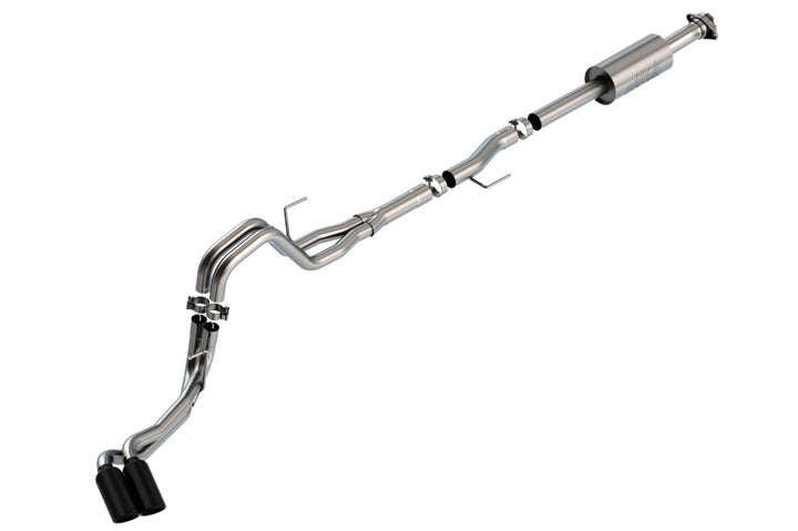 Borla F-150 2021 2.7L/3.5L 4dr CC SB EC STB Lar/KingR/Plnm/LTD 3/2.25 DSE CB S-Type BLK CHR Tips - Bull Strap