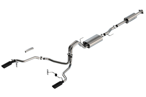 Borla F-150 2021 2.7L/3.5L 4dr CC SB EC STB Lar/KingR/Plnm/LTD 3/2.25 SRE CB Touring BLK CHR Tips - Bull Strap