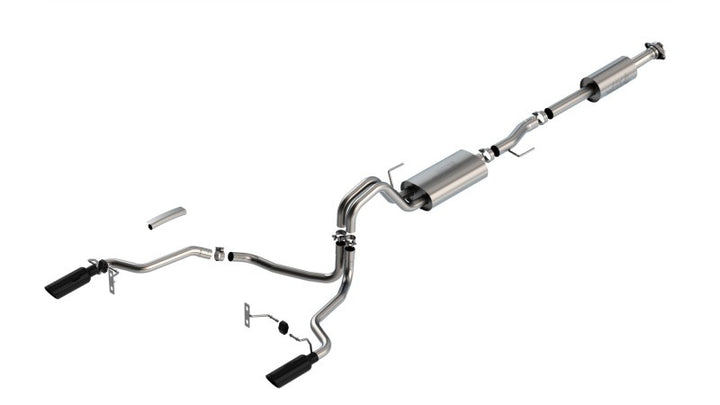 Borla F-150 2021 2.7L/3.5L 4dr CC SB EC STB Lar/KingR/Plnm/LTD 3/2.25 SRE CB Touring BLK CHR Tips - Bull Strap