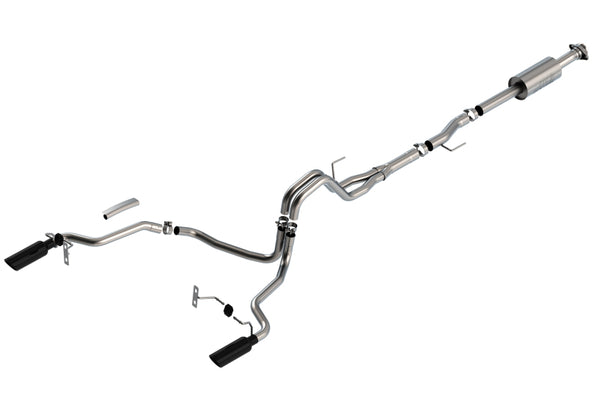 Borla F-150 2021 2.7L/3.5L 4dr CC SB EC STB Lar/KingR/Plnum/LTD 3/2.25 SRE CB S-Type BLK CHR Tips - Bull Strap