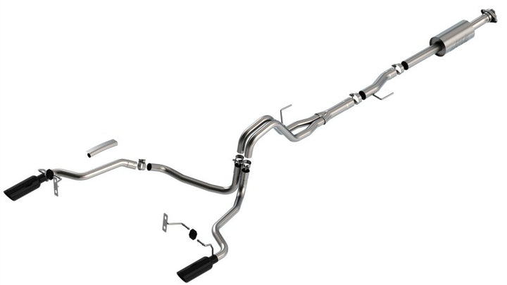 Borla F-150 2021 2.7L/3.5L 4dr CC SB EC STB Lar/KingR/Plnum/LTD 3/2.25 SRE CB S-Type BLK CHR Tips - Bull Strap