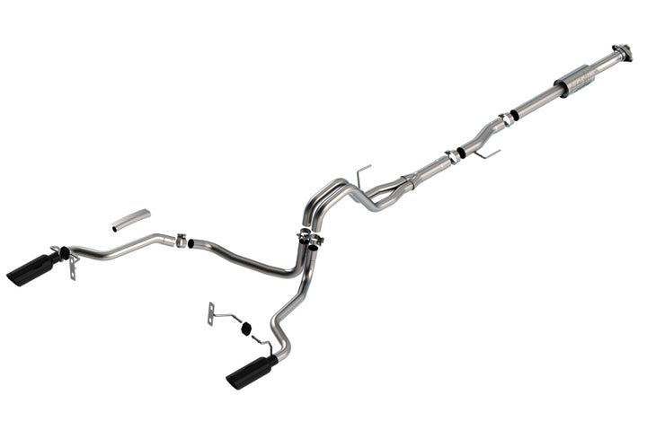 Borla F-150 2021 2.7L/3.5L 4dr CC SB EC STB Lari/King R/Plinum/LTD 3/2.25 SRE CB AK BLK CHR Tips - Bull Strap