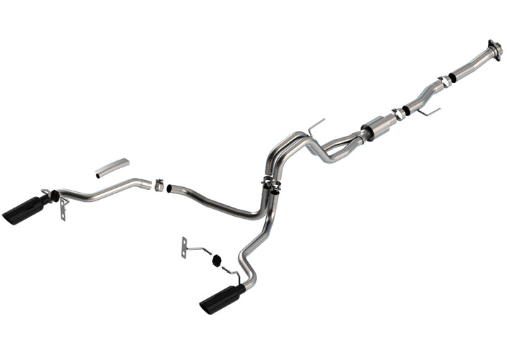 Borla F-150 2021 5.0L 2dr RC SB (122.8 WB) XL/XLT 3/2.25 SRE Cat-Back ATAK Black Chrome Tips - Bull Strap