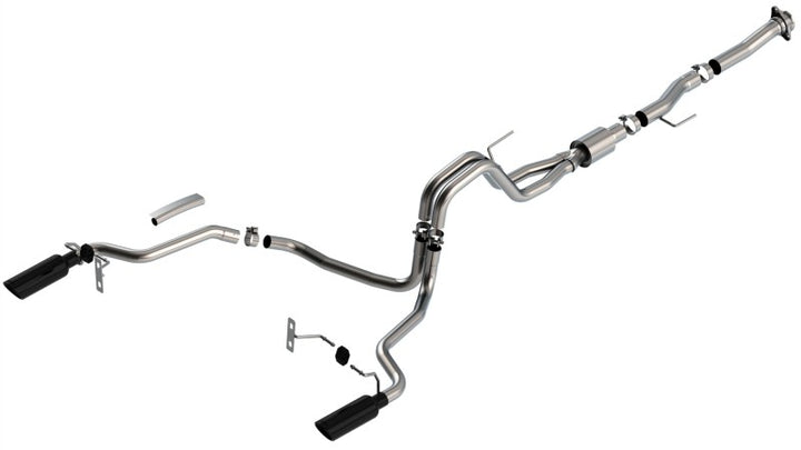 Borla F-150 2021 5.0L 2dr RC SB (122.8 WB) XL/XLT 3/2.25 SRE Cat-Back ATAK Black Chrome Tips - Bull Strap