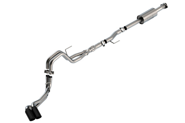 Borla F-150 2021 5.0L 4dr CC SB EC STB Lariat/KR/Platnm/LTD 3/2.25 DSE Cat-Back ATAK Black CHR Tips - Bull Strap