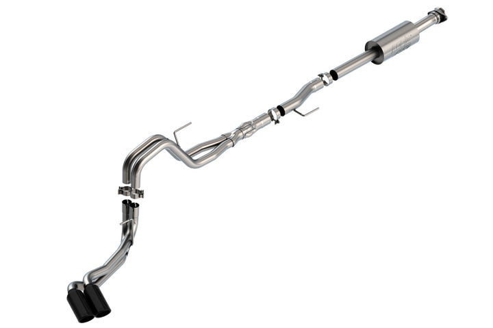 Borla F-150 2021 5.0L 4dr CC SB EC STB Lariat/KR/Platnm/LTD 3/2.25 DSE Cat-Back ATAK Black CHR Tips - Bull Strap