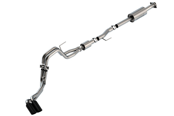 Borla F-150 2021 5.0L 4dr CC SB EC STB Lariat/KR/Pltm/LTD 3/2.25 DSE Cat-Back S-Type Black CHR Tips - Bull Strap
