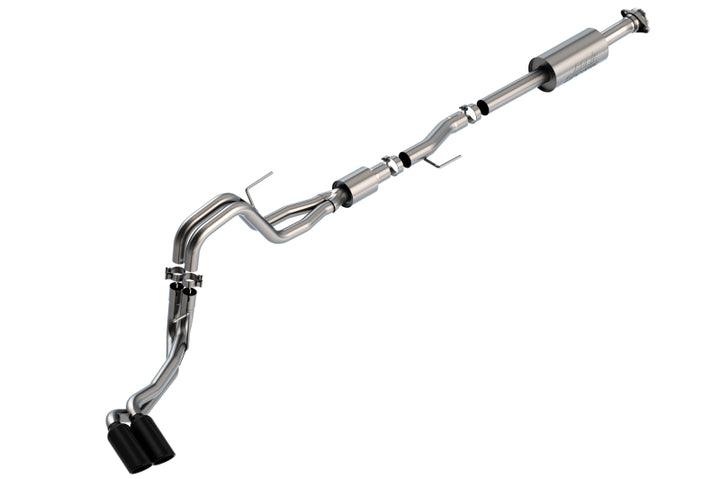 Borla F-150 2021 5.0L 4dr CC SB EC STB Lariat/KR/Pltm/LTD 3/2.25 DSE Cat-Back S-Type Black CHR Tips - Bull Strap