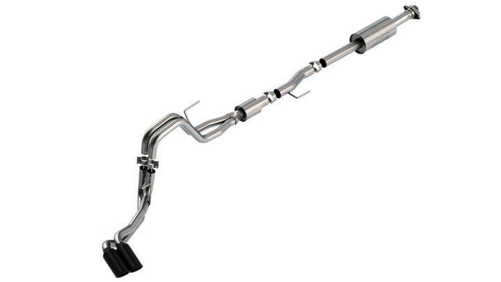 Borla F-150 2021 5.0L 4dr CC SB EC STB Lariat/KR/Pltm/LTD 3/2.25 DSE Cat-Back S-Type Black CHR Tips - Bull Strap
